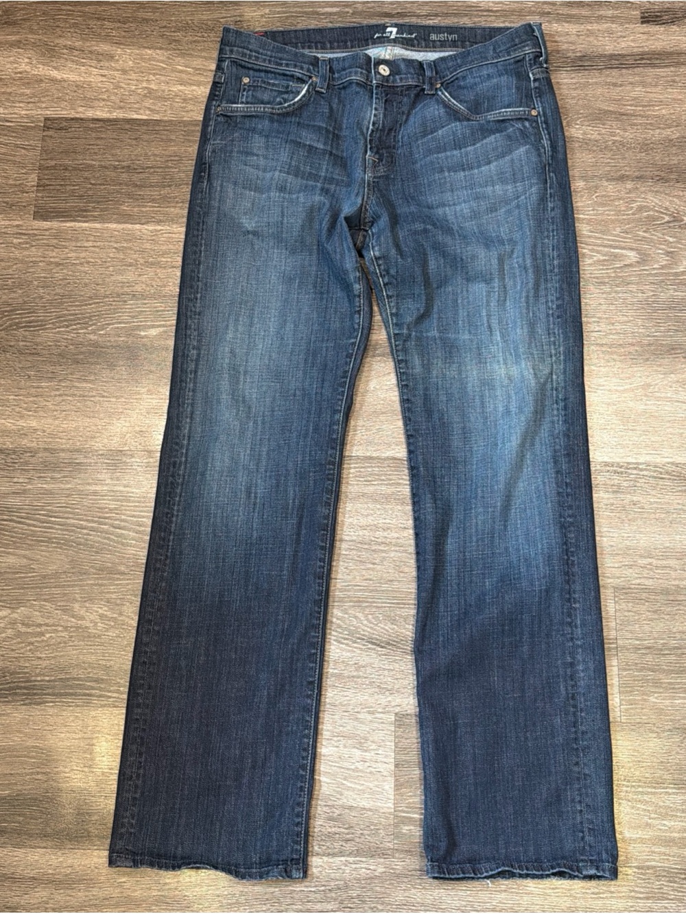 7 For All Mankind Jeans Austyn Straight Blue Men’s 34 Made in USA - Picture 1 of 8